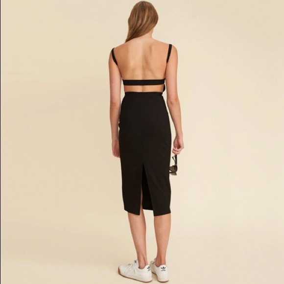 LPA Black Dress 27 ( Cut Out Back Midi Dress ) - Picture 8 of 13